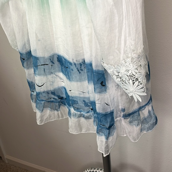 Adore NWT Italian Silk Designer Top tie-dye floral lace beautiful unique piece - Picture 3 of 8